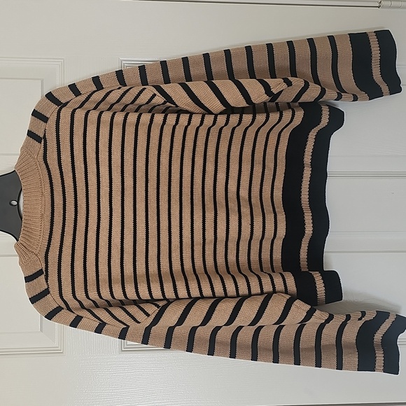 New INDUSTRY REPUBLIC CLOTHING Saddle Stripe Crewneck Sweater XL Khaki/Navy - Picture 11 of 14